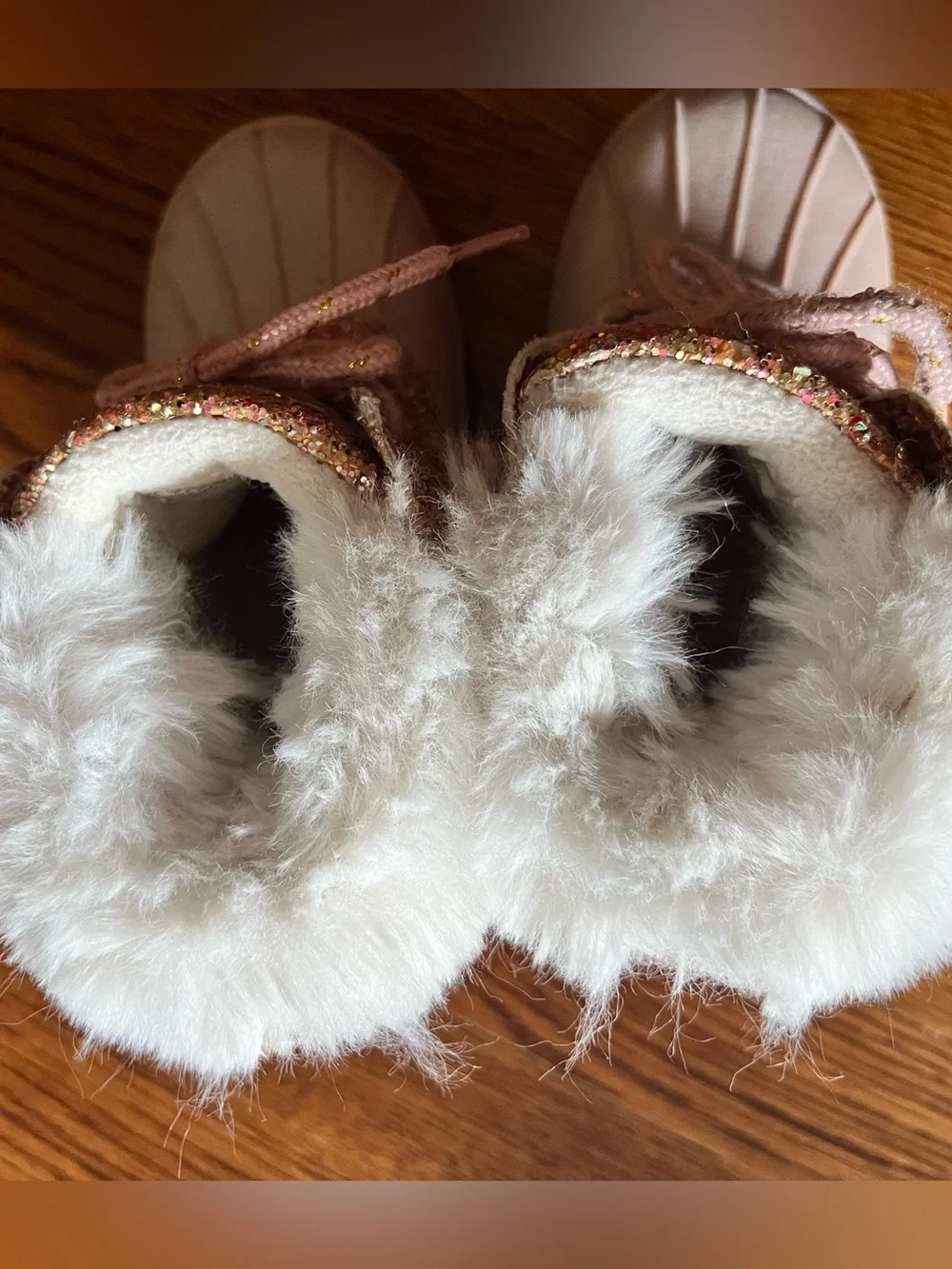 London Fog Girls Pink Glitter Faux-Fur Winter Boots